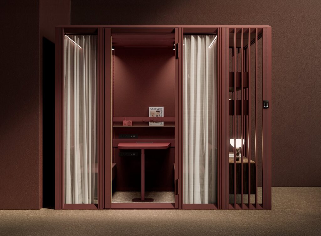 Compacte akoestische pod in bordeaux, kopen of huren - FlexInstall